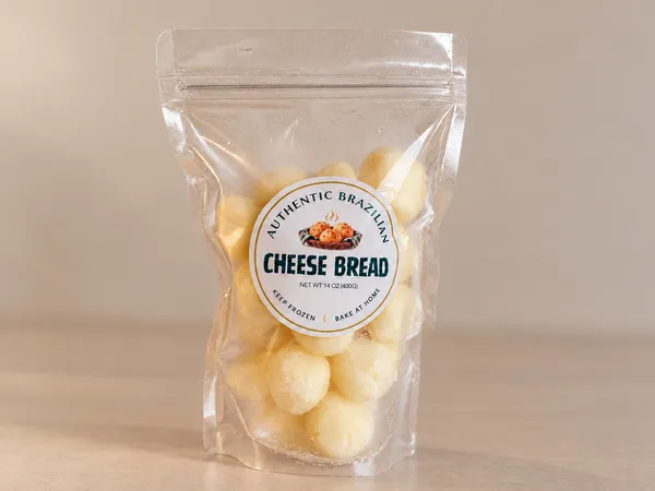 One sealed transparent bag of frozen Original cheese bread